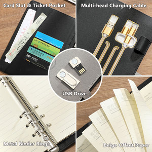 Organizador de cargador inalámbrico personalizado LABON, portátil inteligente, Banco de energía de cuero para portátil, núcleo de papel reemplazable con bloqueo de disco USB - Product Image 3