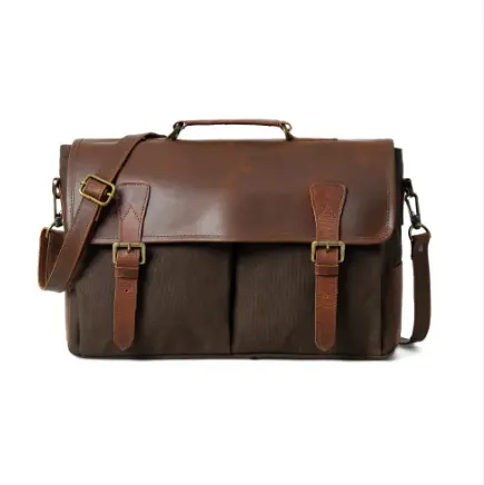 Kanvas postacı çantası Satchel dizüstü tuval alan Messenger çanta Vegan deri çantalar Messenger çanta