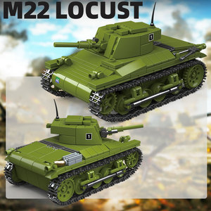 Wholesale Tank <strong>Toy</strong> Model 1/35 World War2 American M22 <strong>Locust</strong> Light Tank Military Building Blocks Set for Children - Product Image 4