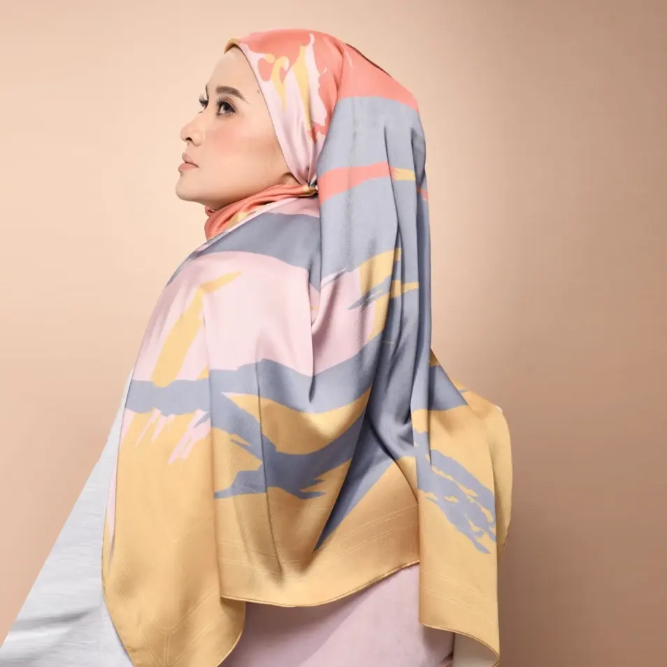 Foulard de plage en soie douce pour femmes, carré/Long, imprimé numérique, foulard Hijab, étoles