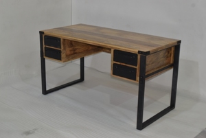 Escritorio de oficina con marco de madera y hierro superior con cajones múltiples, mesa de estudio, mesa de escritorio de ordenador para uso en el hogar y la Oficina - Product Image 2