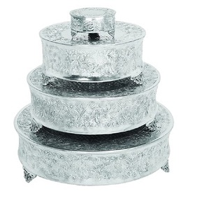 Trending Zincato Torte da Giardino di forma rotonda leggera in metallo piatto da forno <span class=keywords><strong>Display</strong></span> <span class=keywords><strong>Stand</strong></span> unico per torte e dessert