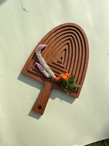现代装饰木托盘不规则形状盘碟日常使用库存植物图案盘碟 - Product Image 6