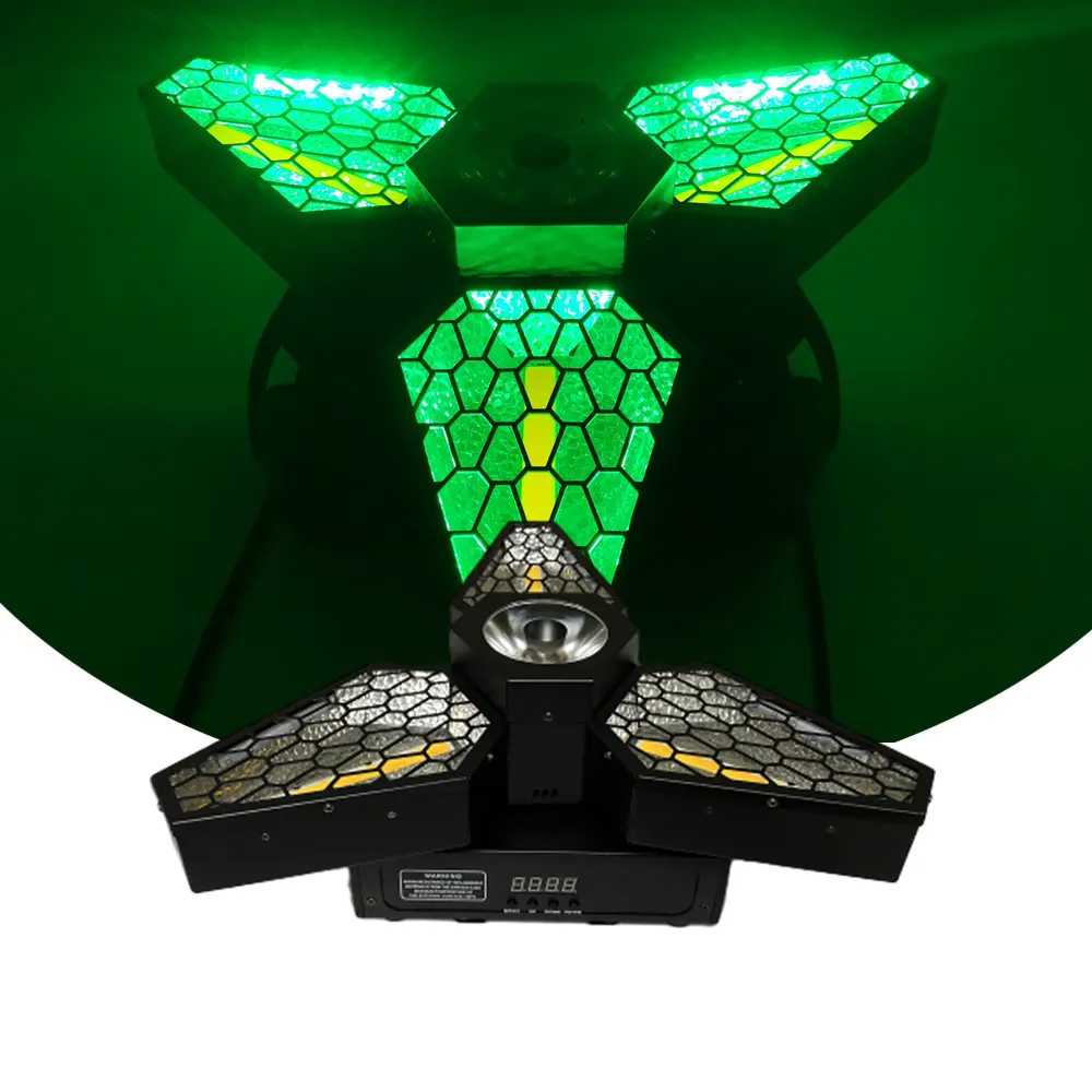 Infinitamente giratorio RGBW Maple Leaf Shape Pixel Fondo de concierto 3x60W LED Strobe Triangle Retro Stage Light