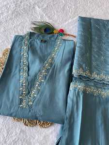 Women's Salwar Kameez with Khatli Work in Silk Fabric with Beautiful Color Fully Stitched Readymade - Product Image 3