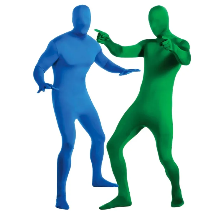 Material De Fibra Clorada Fotográfica Camuflagem Manto Foto Corpo Elástico Terno De Tela Verde Video Chroma Key Tight Suit