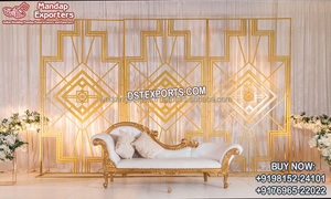 Luxury Lotus <strong>Monet</strong> Backdrop Frame for Mehndi Decor Gold Flower Style Arch for Wedding Stage New Design <strong>Monet</strong> for Wedding Stage - Product Image 5