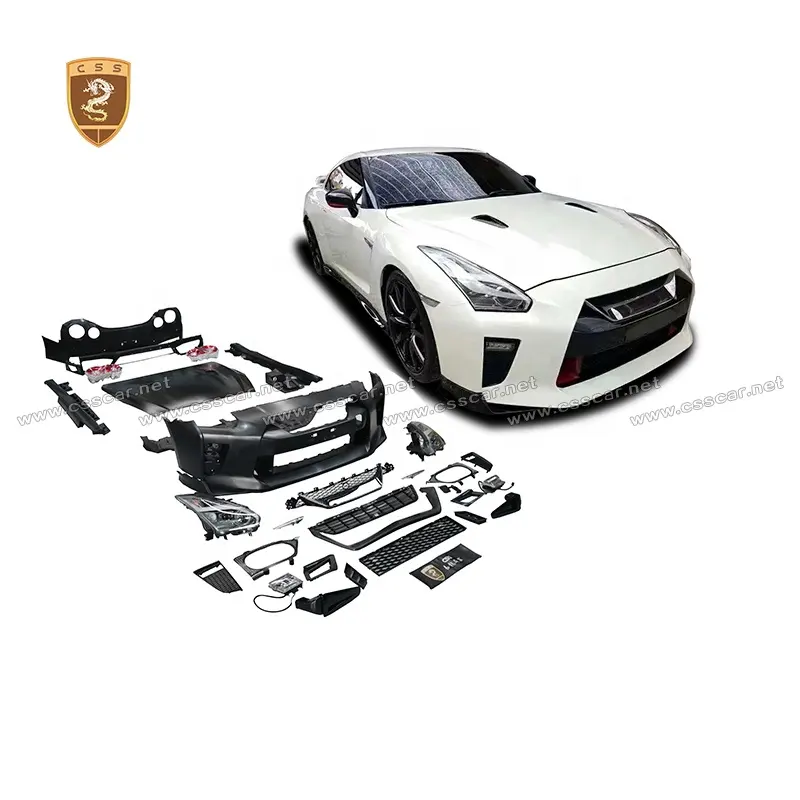 Gtr R35 Update Naar Nieuwe Stijl Pp Materiaal Bodykit Inclusief Voorbumper Lip Led Koplamp Achterbumper Motorkap