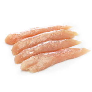鸡肉内鱼片脆皮面包屑涂层煮熟的鸡肉手指冷冻