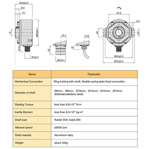 Absoluter Ssi-Encoder Rs485 Hohlwelle Max 15mm hoch auflösender Encoder KM60 24-Bit-Absolut-Encoder - Product Image 3