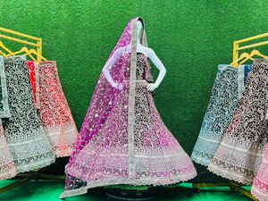 顶级迷人女性红色Lehenga Choli刺绣作品Lehenga Choli用于婚礼和节日服装印度低价纱丽 - Product Image 6