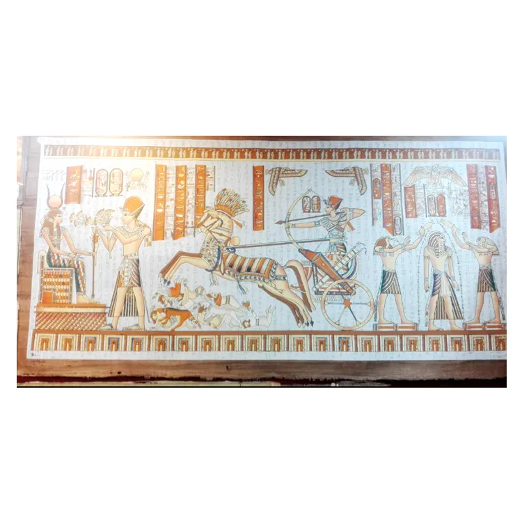 Papyrus papier de peinture artistique peint à la main, lueur au plomb dans l'obscurité et Image changeante, Portrait, fabriqué sur mesure en egypte avec Logo