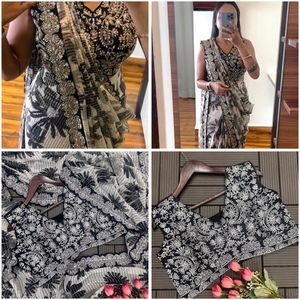 Saree เสื้อเบลาส์บอลลีวู้ดชุดแต่งงานส่าหรีสไตล์อินเดีย - Product Image 3