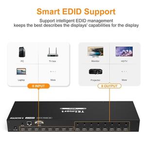 TESmart-Interruptor de vídeo 8x8, matriz de vídeo 4K 60HZ con L/R, compatible con memoria de apagado, LAN inteligente EDID RS232 IR remoto, 8 en 8 salidas, HDMI - Product Image 4