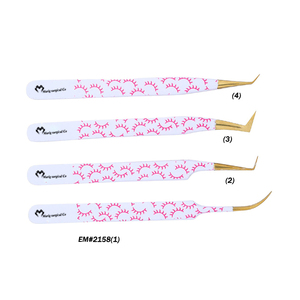 最新设计的不锈钢纸涂层绿色睫毛镊子，尖 - Product Image 6