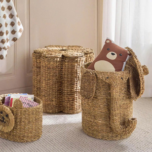 Fil sepeti çocuk sepeti depolama çamaşır sepeti su sümbül Handwoven Seagrass <span class=keywords><strong>Bin</strong></span> hayvan tasarımı ile