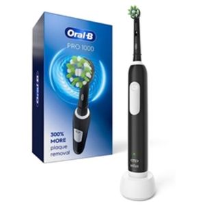 แปรงสีฟันไฟฟ้า1000 Oral B Pro แบบชาร์จได้สีน้ำเงินอมเขียวพร้อมหัวแปรง (4) หัวและกระเป๋าเดินทางทุกวัย - Product Image 1
