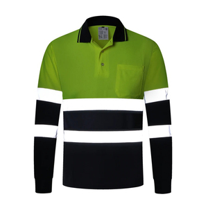 Hi Hi Viz Polo gömlekler Polyester Made uzun kollu iş elbisesi gömlek ile flaş LED çizgili ağır iş elbisesi Polo gömlekler