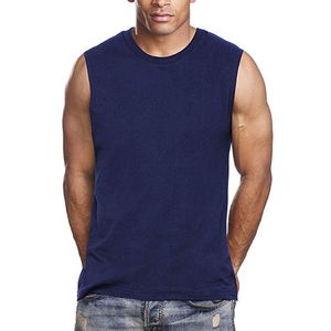 Camiseta regata algodão masculina, camiseta fitness azul para treino, musculação, academia