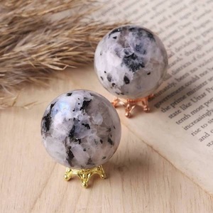 Polished <strong>White</strong> Rainbow Moonstone Sphere Blue Fire Crystal Ball Spiritual Quartz Gemstone for <strong>Jade</strong> Reiki Healing Meditation - Product Image 3