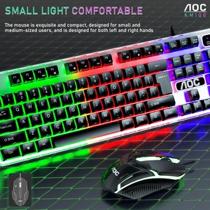 AOC KM100 RGB Wired Gaming <strong>Keyboard</strong> &amp; 800DPI 6 Button Mouse Set Ergonomic Waterproof <strong>Keyboard</strong> Color Backlight for <strong>Computer</strong> PC - Product Image 4