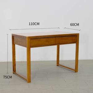 Modern <strong>Simple</strong> Classic Style Teak <strong>Computer</strong> <strong>Desk</strong> with 2 Drawers Office Furniture for Study Room and Hotel Use - Product Image 2