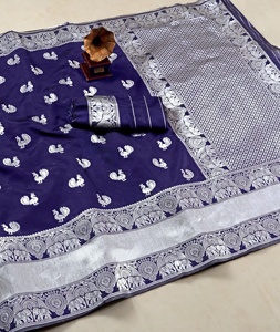 Newly Launched Soft Silk <strong>Sari</strong> with Weaving Silver Jeri and Rich Pallu with Beautiful Border Collection Women's - Product Image 5