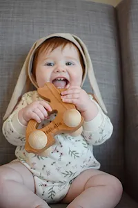 El hazırlanmış ahşap Bunny itme oyuncak-<span class=keywords><strong>waldorf</strong></span> ve Montessori hayvan oyuncak Bunny araba doğum günü hediyesi için Boys için 0-6 ay