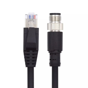 Cable M12 Tipo-D codificado en D de 4 pines macho a RJ45 Cat5e macho Red Lan Ethernet Cable de 26AWG con chaqueta de PVC - Product Image 2