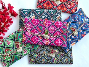Fabric Clutch Purse Women's Handbag Wholesale Indian Wedding Favor Trending Bulk Party Return Gift for Guests Bridesmaid <strong>Pouch</strong> - Product Image 2