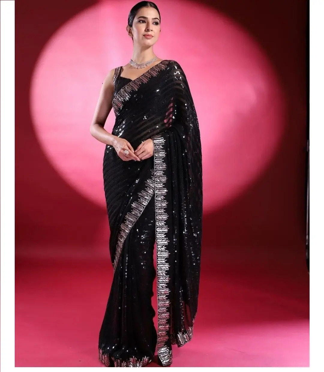 Georgette saree blusa feminina, bordada, estilo indiano, para festa de casamento, coleção sari