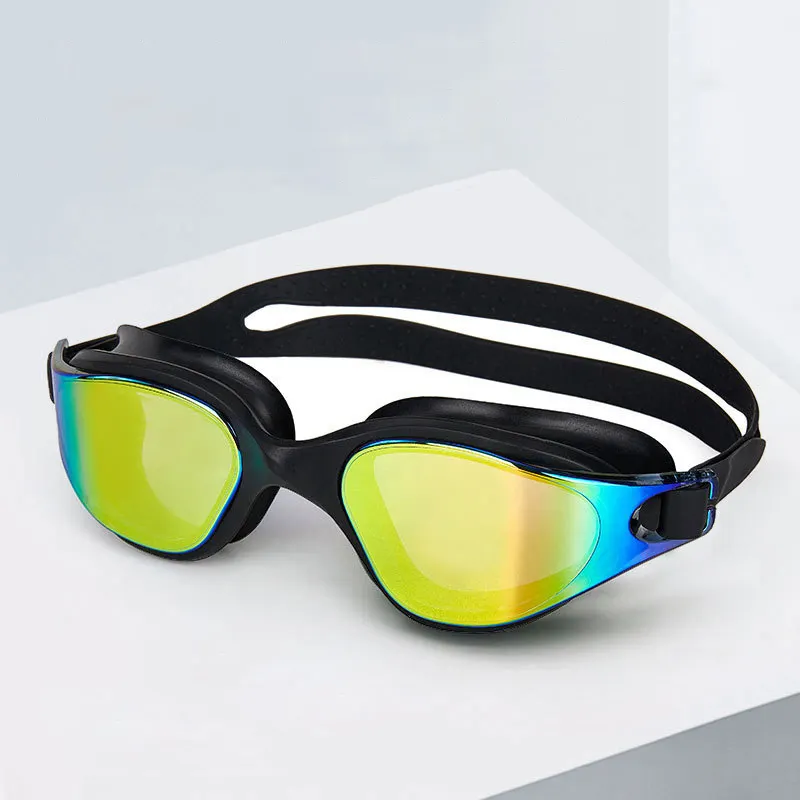 Lunettes de natation pour adultes en gros grand cadre grand champ de vision lunettes de natation en silicone galvanisé étanche