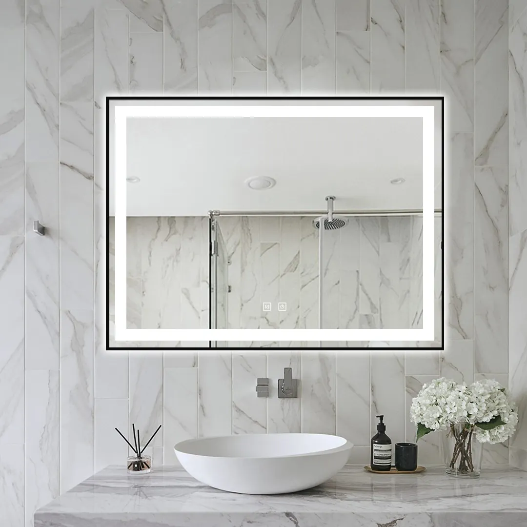Modern style rectangular backlit mirror LED bathroom mirror Fitted with lamp bathroom mirror