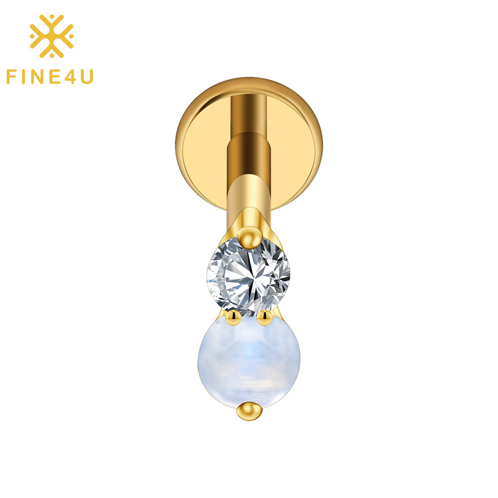 Titanio PVD Gold/Clear + Moonstone