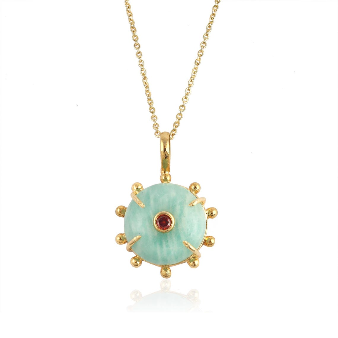 3. Amazonite with Red Quartz CZ