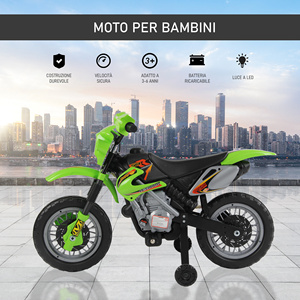3 yıl ve üstü çocuklar için yeşil eğitim tekerlekleri ile HOMCOM elektrikli motokros, 6V pil hızı 2.5km/s, 102x53x66cm - Product Image 4