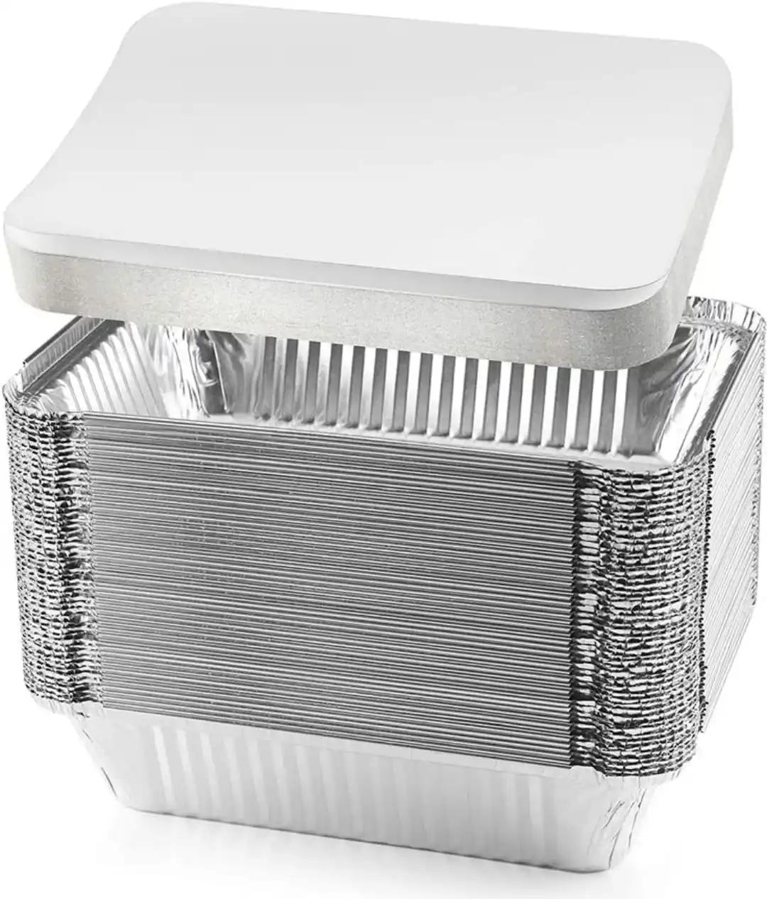 Assiette en feuille d'aluminium jetable avec couvercle/assiette en papier d'aluminium/assiette en feuille d'aluminium en gros Assiette en feuille d'aluminium jetable