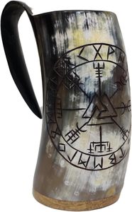 Premium kalite 100% Buffalo boynuzları Tumbler büyük kapasiteli eko Viking kupa 500ml/700ml hediye için zarif hint el sanatları - Product Image 3