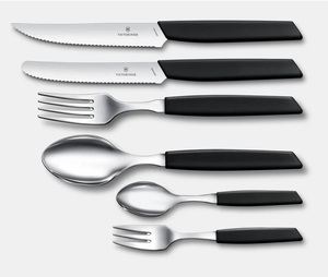 Stainless Steel Bulk Silver Plated With <strong>Red</strong> Rectangular Resin <strong>Handle</strong> <strong>Flatware</strong> Cutlery Set with Flat Modern Salad Server Set - Product Image 5