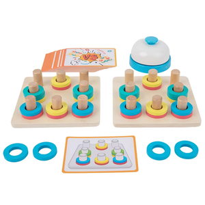 Ringtoss ของเล่นบล็อกไม้สำหรับเกมจับคู่สีเพื่อการศึกษาปฐมวัยจัดเรียงสี - Product Image 6