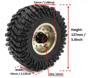 4x RC 2.2タイヤ高さ127mm & 2.2ビードロックホイール4オフセット1/10泥クローラー用