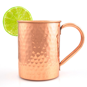 Pure <strong>Solid</strong> Hammered Moscow Mule Copper Mugs 18 <strong>Oz</strong> 500ml Copper <strong>Cups</strong> for Icy Cold Cocktails with Designer Metal Rope Handle - Product Image 4