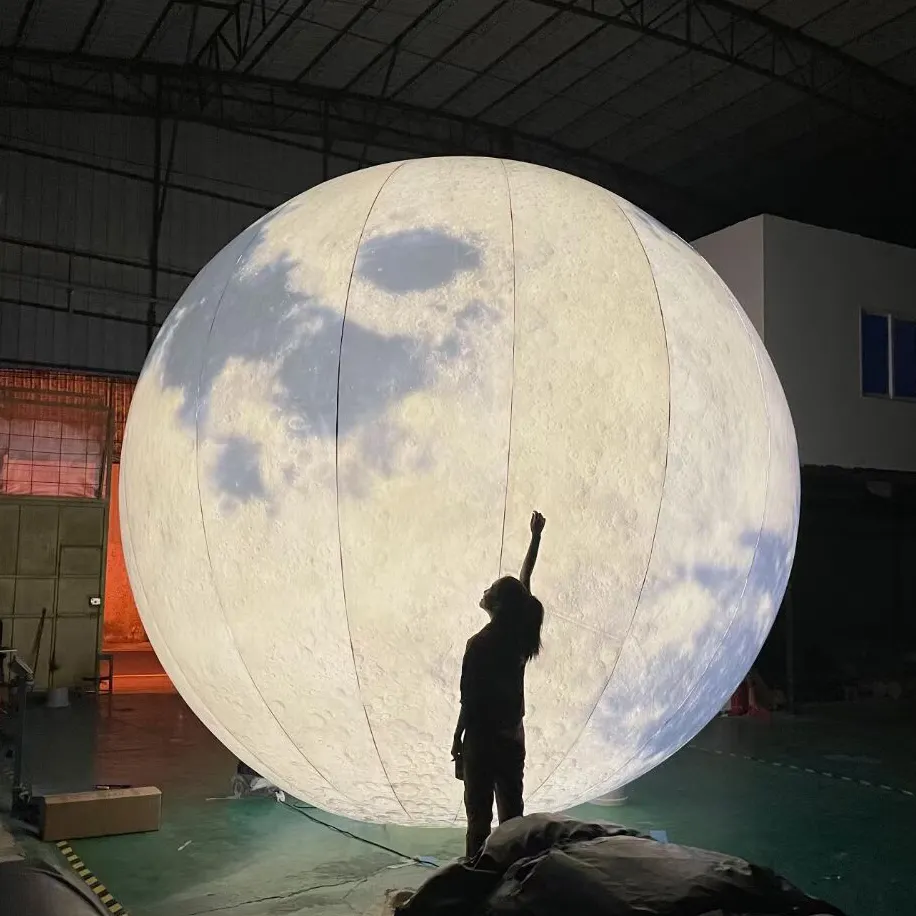 Suministro de decoración con modelos gigantes de Luna inflables publicitarios con grandes globos inflables de luna con luces Led