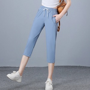 女式冰丝棉休闲七分裤夏季薄Capris及膝直单色工装裤女 - Product Image 5