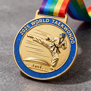 Benutzer definierte vergoldete Taekwondo Grading Martial Arts Medaille Bulk Großhandel Personal isierte koreanische Sport Andenken Taekwondo Medaille - Product Image 1