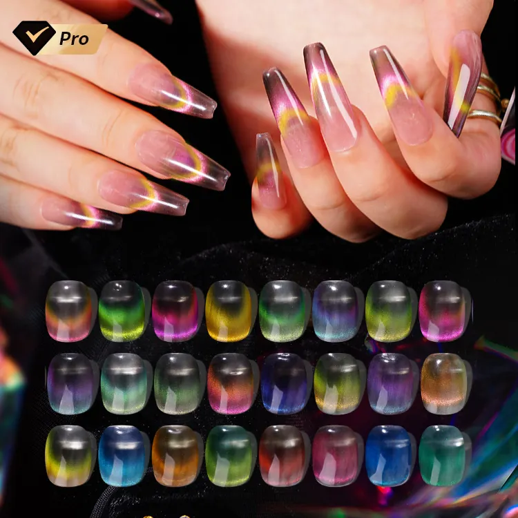 R S Unhas de cristal 9D Gel olho de gato etiqueta personalizada OEM UV Gel polonês DIY Unhas de beleza arte pintura mão moda salão de beleza suprimentos para unhas