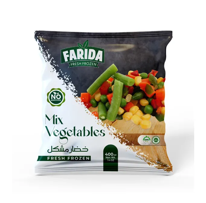 Fornitore di quantità all'ingrosso che vende verdure surgelate di origine egiziana mescolano verdure 40% piselli-40% fagiolini tagliati-20% carote