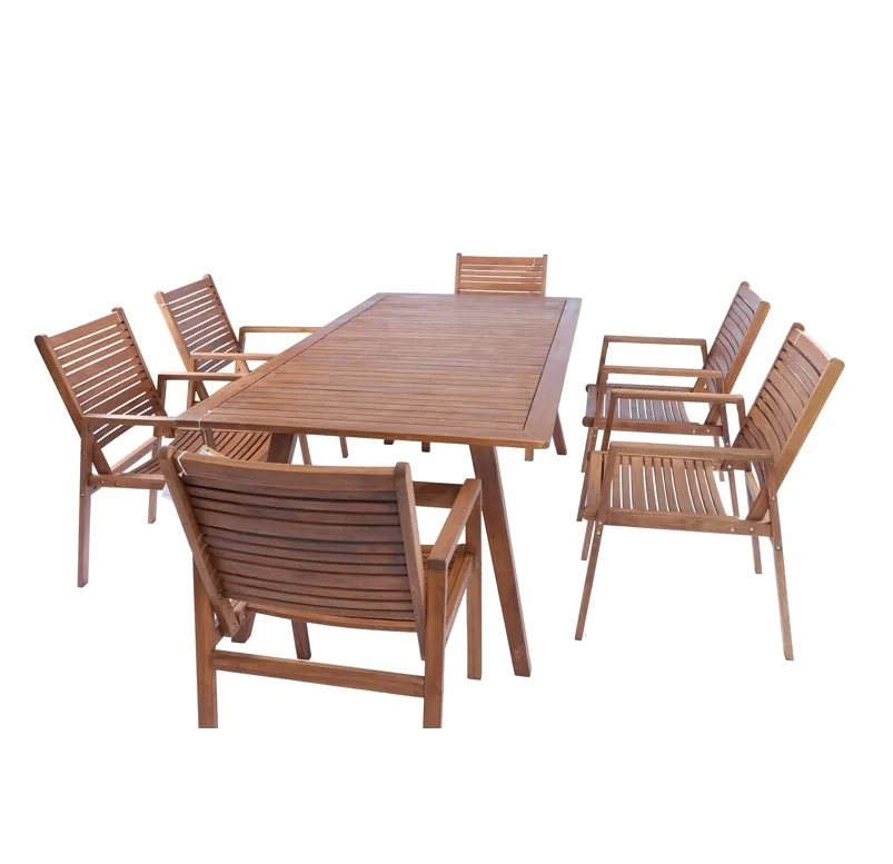Vietnam Brand Modern Style Table and Chair Set Restaurant Set 7 Wooden Set Color Origin Acacia Wood
