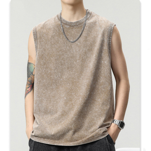 High Quality Washed Tank Top Oversized Custom T Shirts Cut Off Sleeve Shirt Sleeveless <strong>Tee</strong> T-shirt - Product Image 3