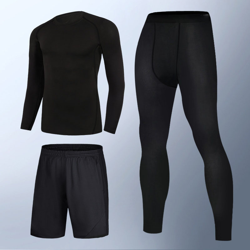 Black line long sleeves + shorts + trousers